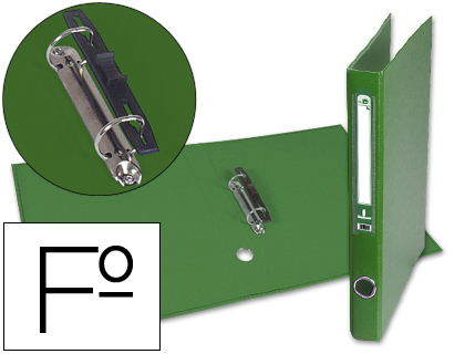 Carpeta de 2 anillas 25mm mixt as liderpapel folio forrado papercoat con ollao y tarjetero color verde
