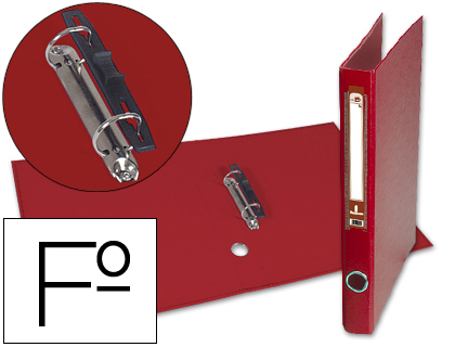 Carpeta de 2 anillas 25mm mixt as liderpapel folio forrado papercoat con ollao y tarjetero color rojo