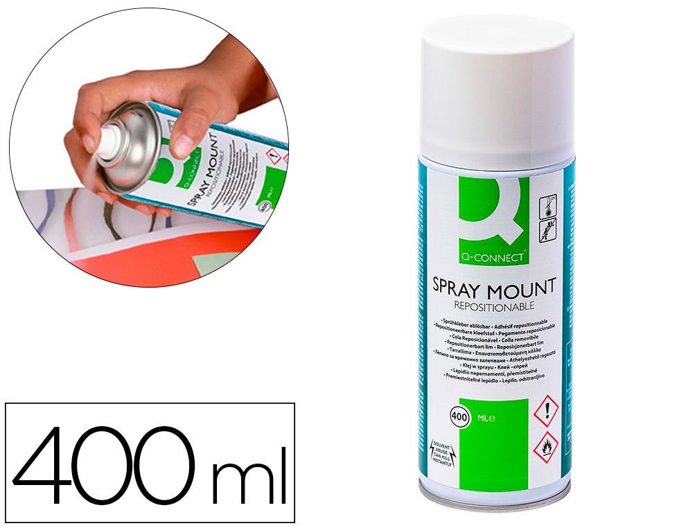 Pegamento q-connect spray quick mount adhesivo reposicionable bote de 400 ml