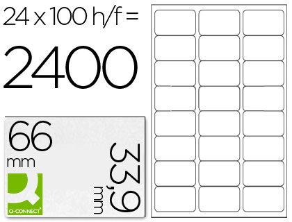Etiqueta adhesiva q-connect kf10639 tamaño 66x33,9 mm fotocopiadora laser ink-jet caja con 100 hojas din a4