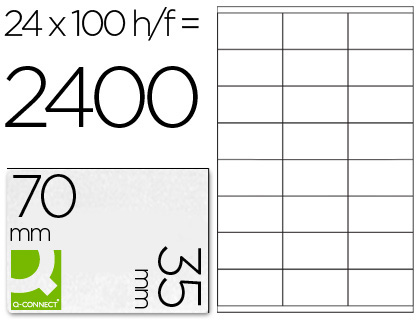 Etiqueta adhesiva q-connect kf10645 -tamaño 70x35 mm fotocopiadora laser ink-jet caja con 100 hojas din a4