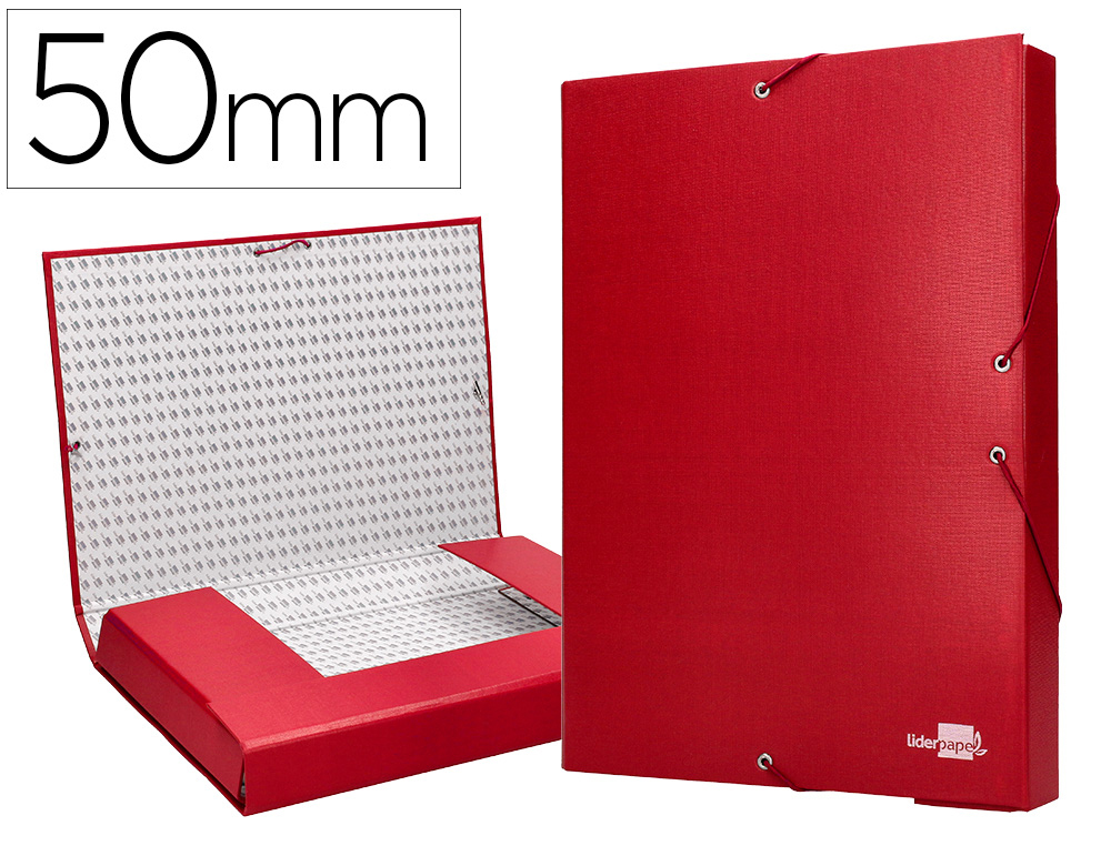 Carpeta proyectos liderpapel folio lomo 50mm carton forradoroja