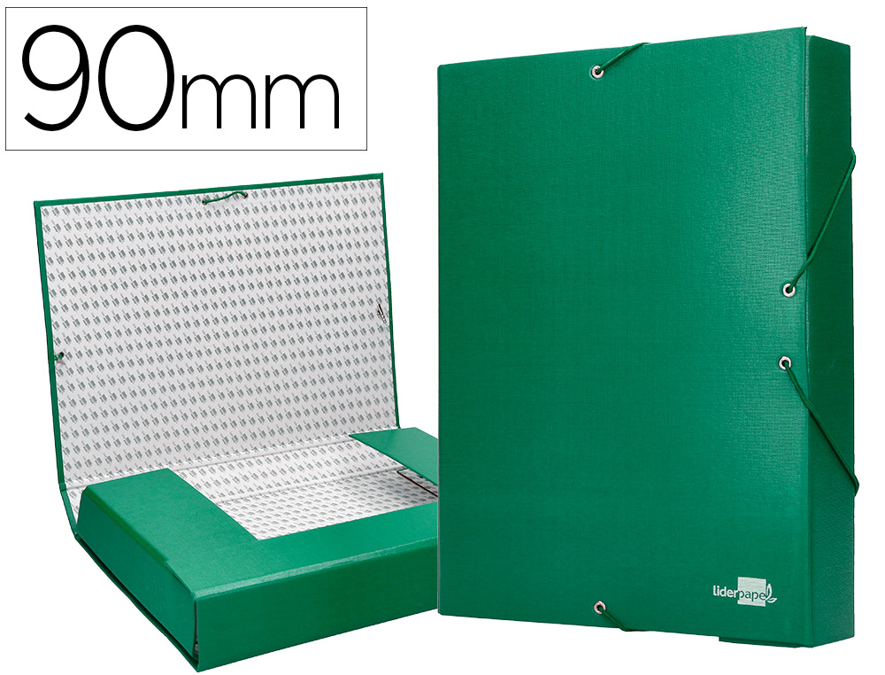 Carpeta proyectos liderpapel folio lomo 90mm carton forrado verde