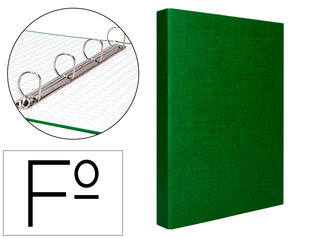 Carpeta de 4 anillas 25mm mixtas liderpapel folio cartonforrado paper coat verde