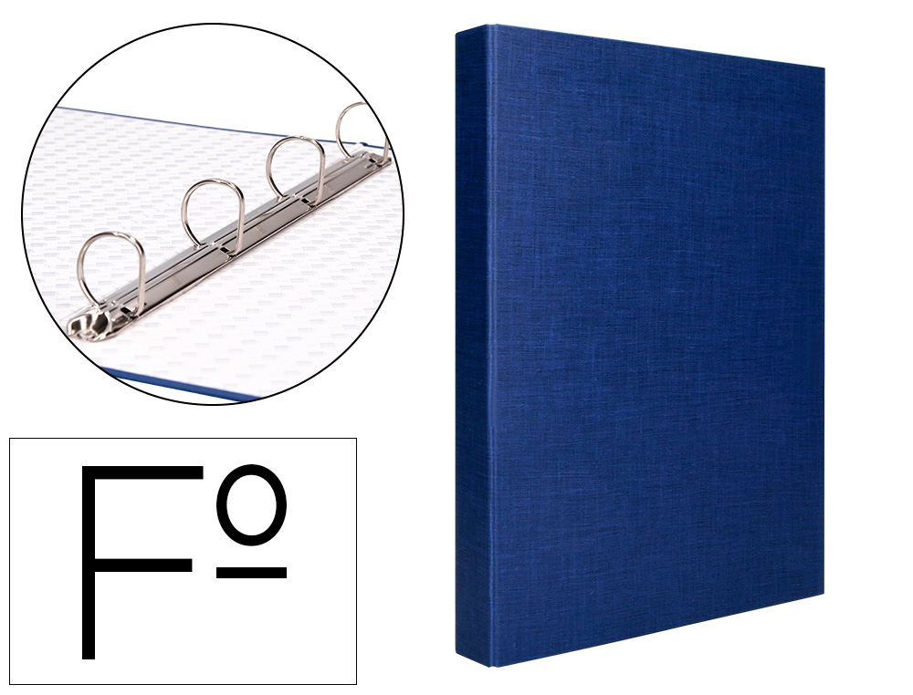Carpeta de 4 anillas 25mm mixtas liderpapel folio carton forrado paper coat azul