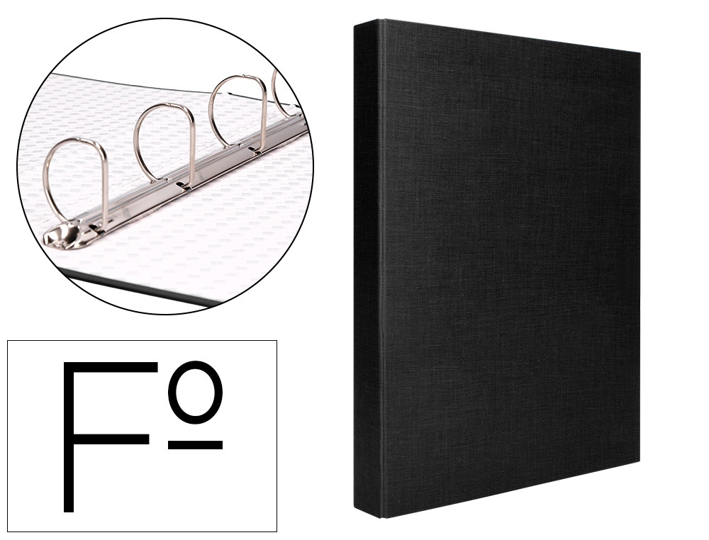 Carpeta de 4 anillas 40mm mixtas liderpapel folio carton forrado paper coat negra
