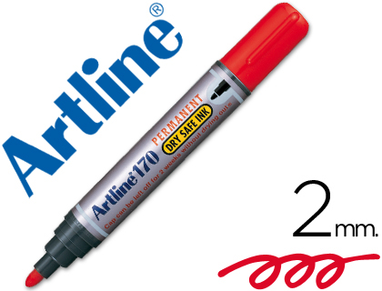 Rotulador artline marcador permanente 170 rojo punta redonda 2 mm antisecado