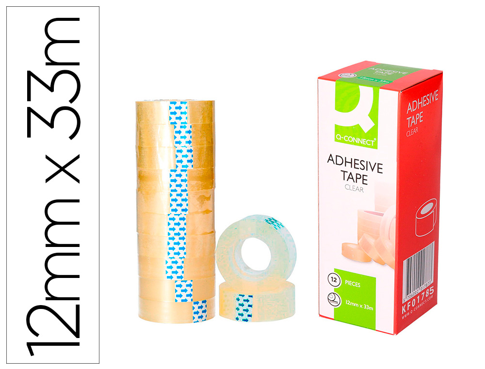 Cinta adhesiva q-connect transparente 33 mt x 12 mm