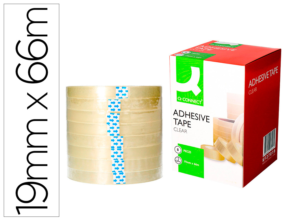 Cinta adhesiva q-connect transparente 66 mt x 19 mm