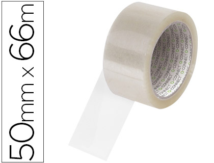 Cinta adhesiva q-connect polipropileno transparente 66 mt x 50 mm para embalaje