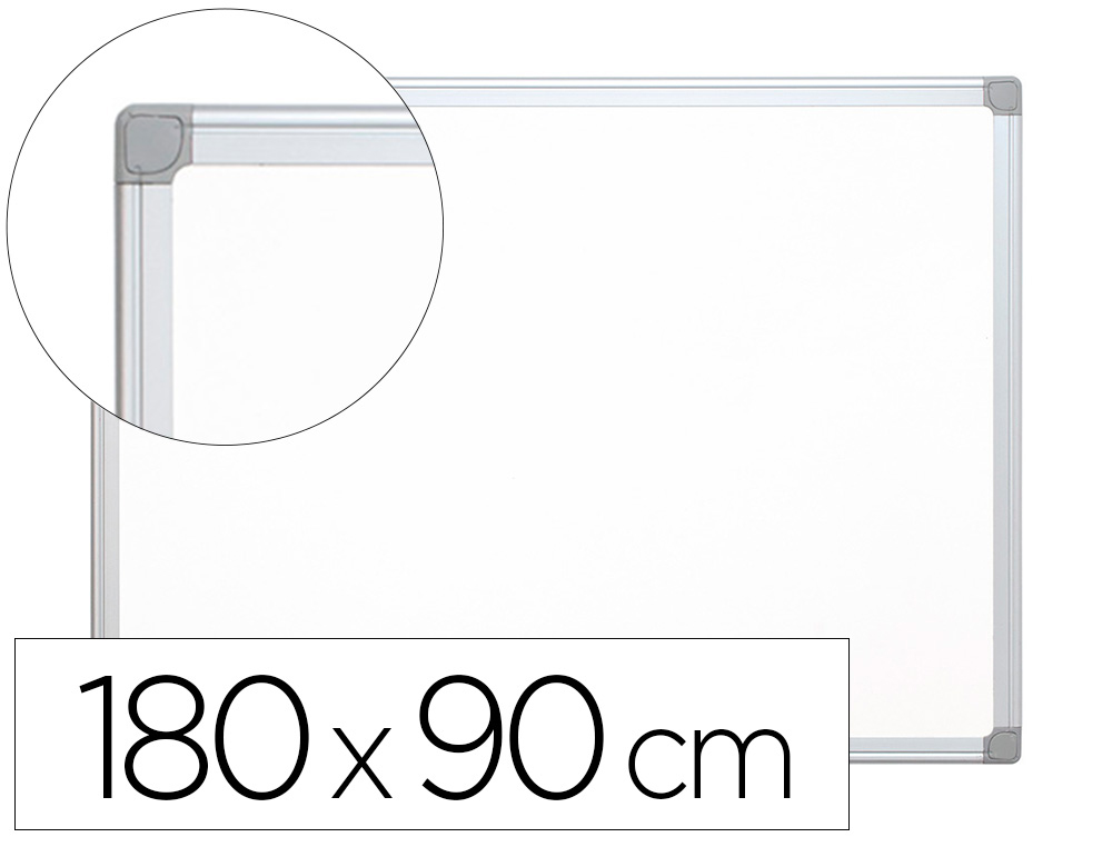 Pizarra blanca q-connect melamina marco de aluminio 180x90 cm