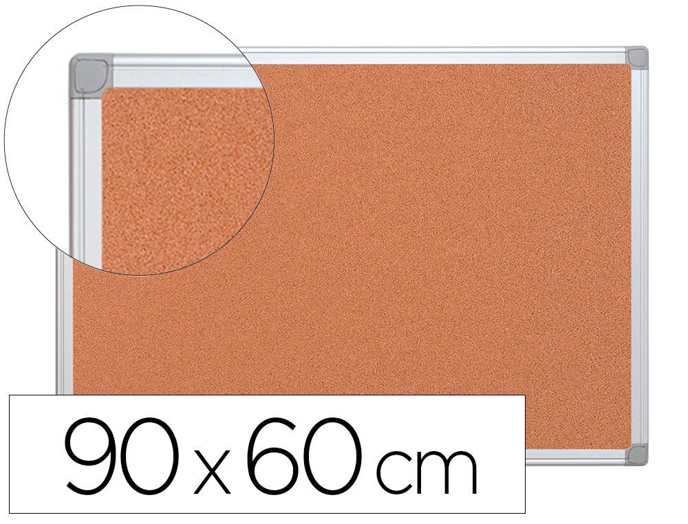 Pizarra corcho q-connect marco de aluminio 90x60 cm