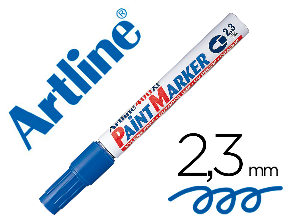 Rotulador artline marcador permanente ek-400 xf azul -punta redonda 2.3 mm -metal caucho y plastico