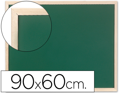 Pizarra verde q-connect marco de madera 90x60 cm sin repisa