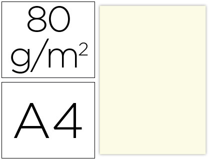 Papel color liderpapel a4 80gr crema paquete de 100 hojas