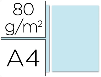 Papel color liderpapel a4 80gr celeste paquete de 100 hojas