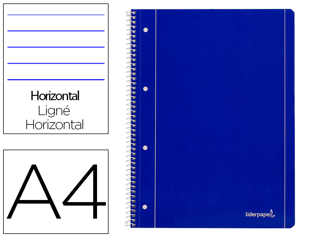 Cuaderno espiral liderpapel a4 micro serie azul tapa blanda 80h 75 gr horizontal con margen 4 taladros azul
