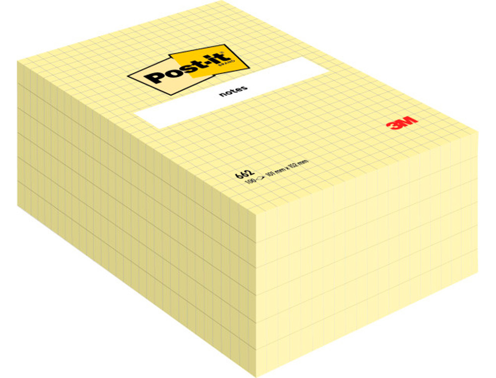 Bloc de notas adhesivas quita y pon post-it 102x152 mm cuadriculado 662
