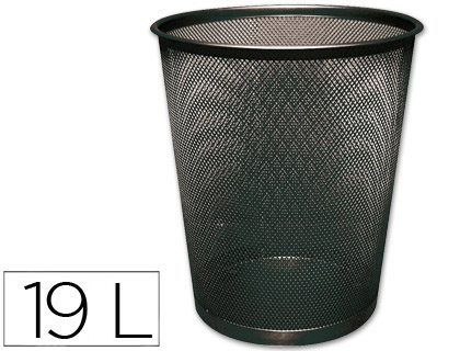 Papelera metalica q-connect negra rejilla 295x345mm