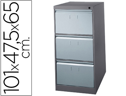 Fichero cajones de suelo metalico de 3 cajones 101 alto,65 prof. 47,5 ancho color gris n.1375