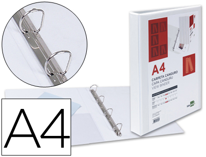 Carpeta canguro 4 anillas mixtas 25mm liderpapel a4 plastico color blanco