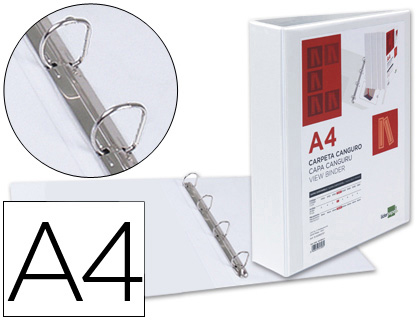 Carpeta canguro 4 anillas mixtas 55mm liderpapel a4 plastico color blanco