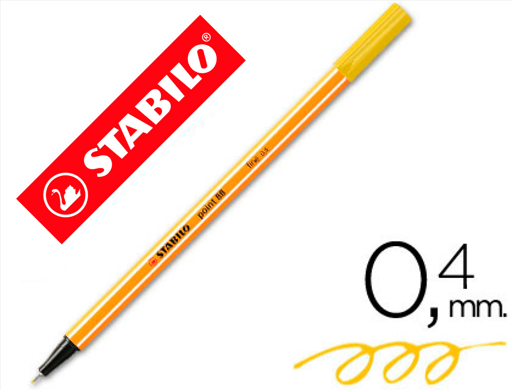 Rotulador stabilo punta de fib ra point 88 amarillo punta fina 0,4mm