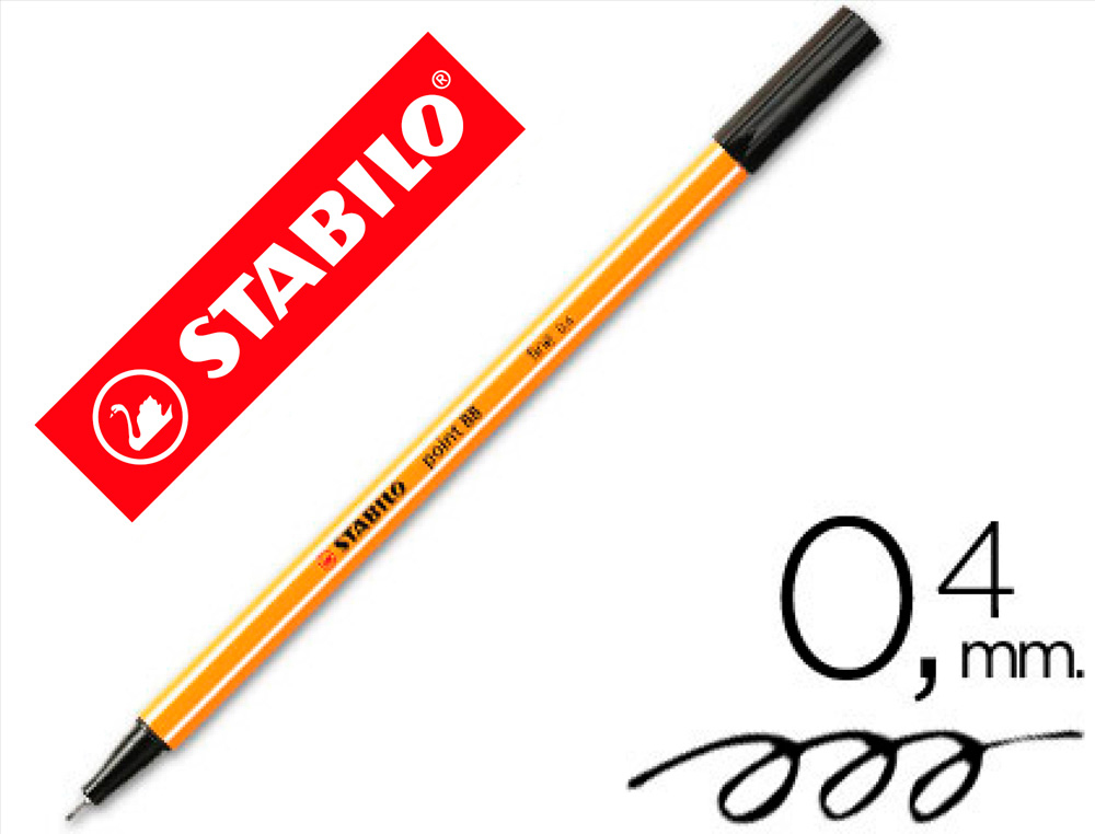 Rotulador stabilo punta de fib ra point 88 negro punta fina 0,4mm