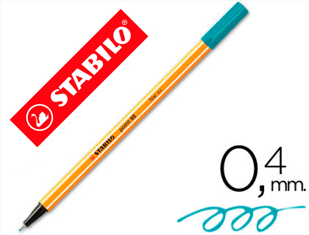 Rotulador stabilo punta de fib ra point 88 azul turquesa punta fina 0,4mm