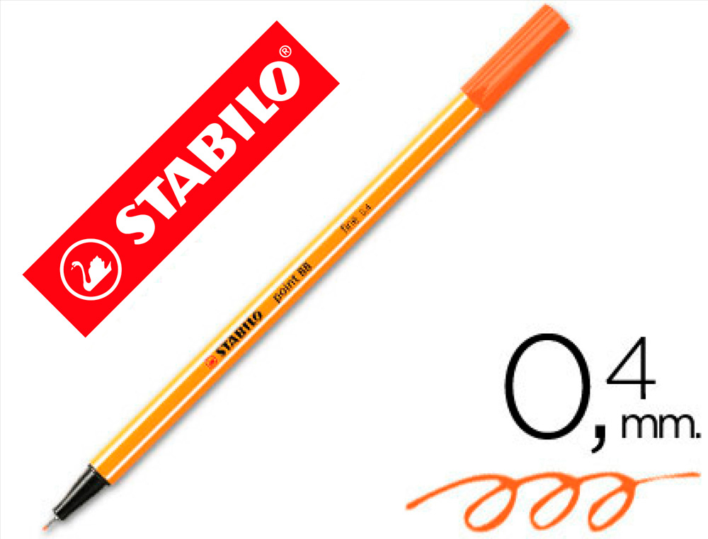 Rotulador stabilo punta de fib ra point 88 naranja punta fina 0,4mm
