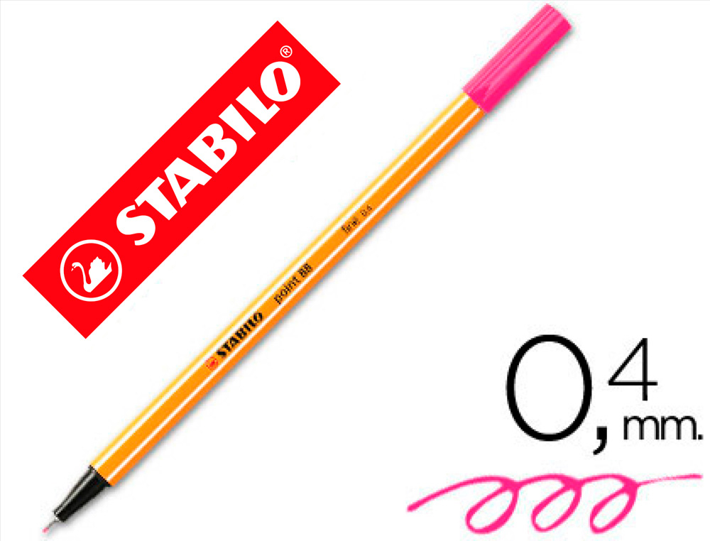 Rotulador stabilo punta de fib ra point 88 rosa punta fina 0,4mm