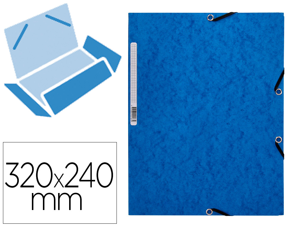 Carpeta q-connect gomas kf02167 carton simil-prespan solapas 320x243 mm azul