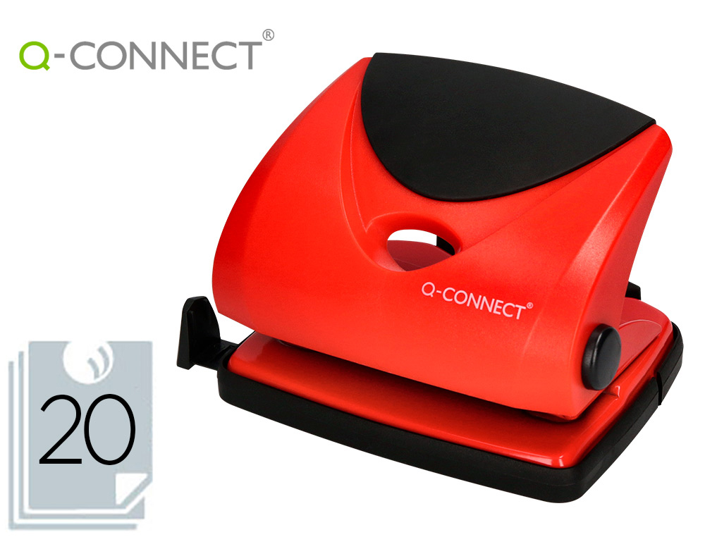Taladrador q-connect kf02156 rojo abertura 2 mm capacidad 20 hojas
