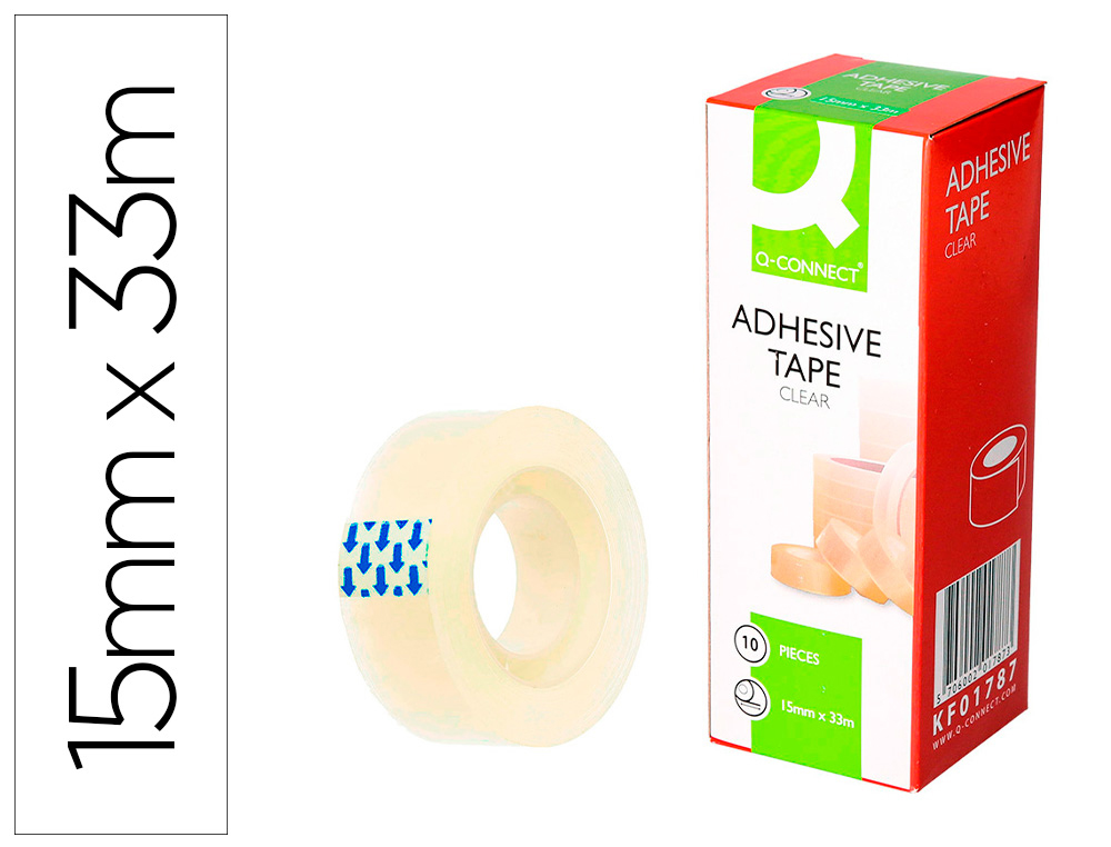 Cinta adhesiva q-connect transparente 33 mt x 15 mm