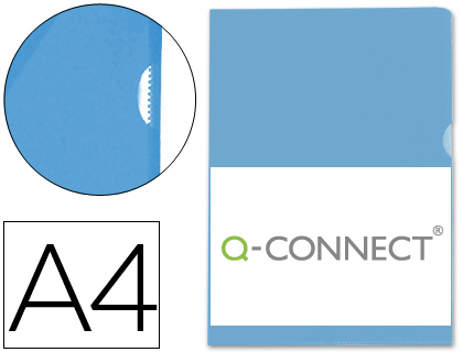 Carpeta dossier uñero plastico q-connect din a4 120 micras azul -bolsa de 10 unidades