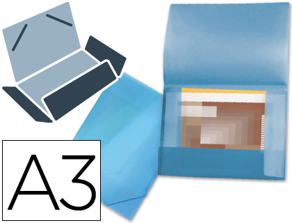 Carpeta liderpapel portadocumentos 44802 solapas polipropileno din a3 azul translucido lomo flexible