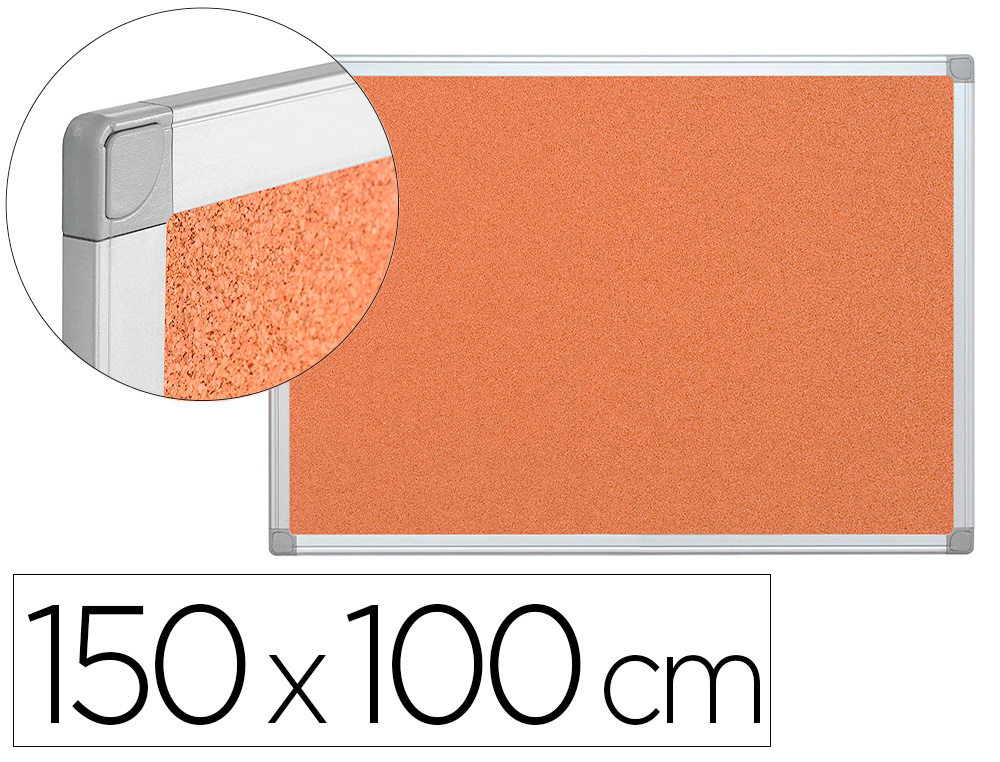 Pizarra corcho q-connect marco de aluminio 150x100 cm extra corcho 5 mm