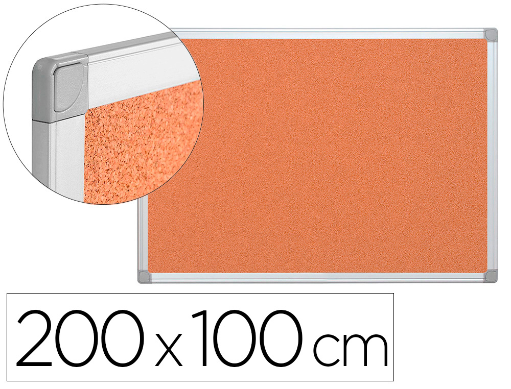 Pizarra corcho q-connect marco de aluminio 200x100 cm extra corcho 5 mm