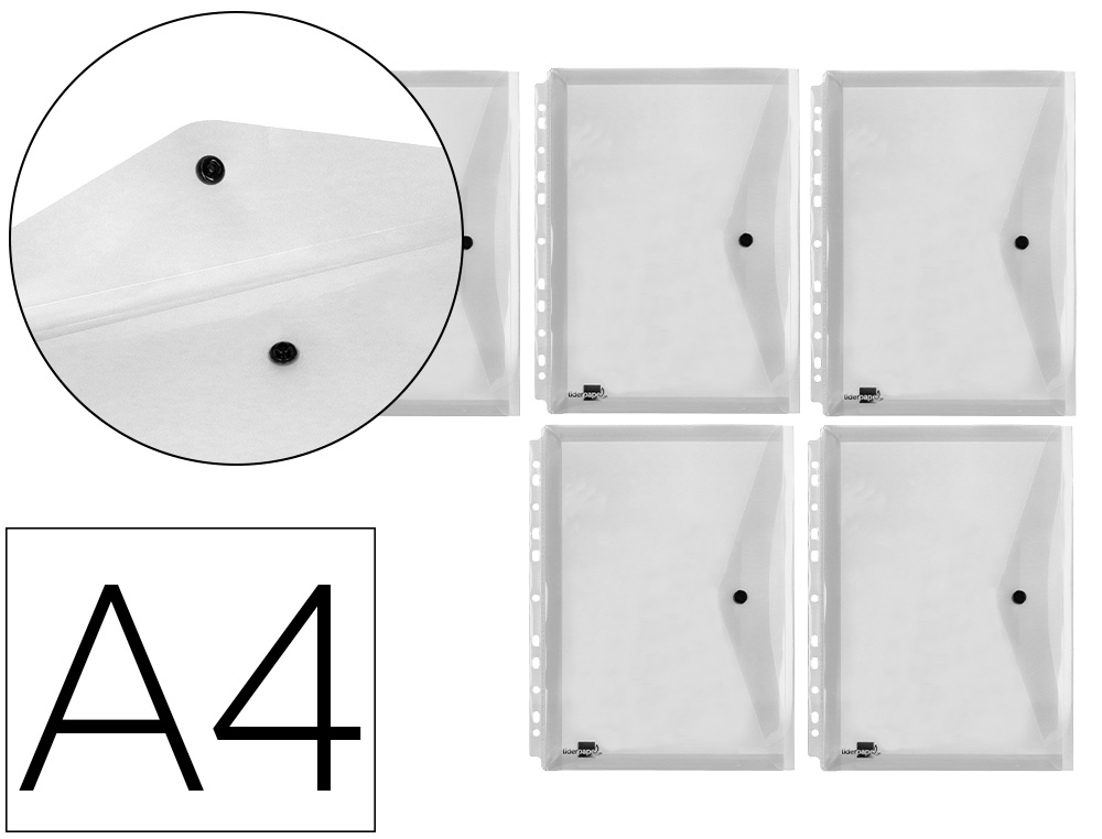 Carpeta liderpapel dossier broche 36664 polipropileno din a4 pack de 5 incolora transparente multitaladro