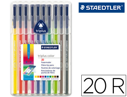 Rotulador staedtler triplus color 323 estuche de 20 unidades colores surtidos