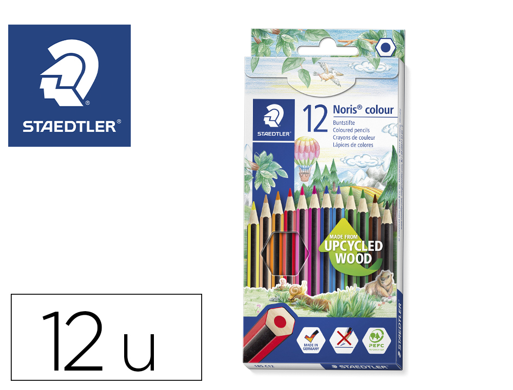Lapices de colores staedtler noris colour slim triangular caja de 12 colores surtidos