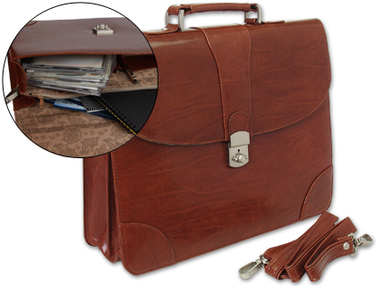 Cartera portadocumentos q-connect kf02610 con correa y dptos interiores marron