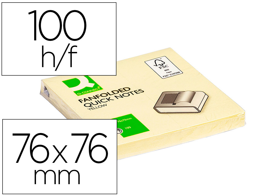 Bloc de notas adhesivas quita y pon q-connect 76x76 mm zig-zag