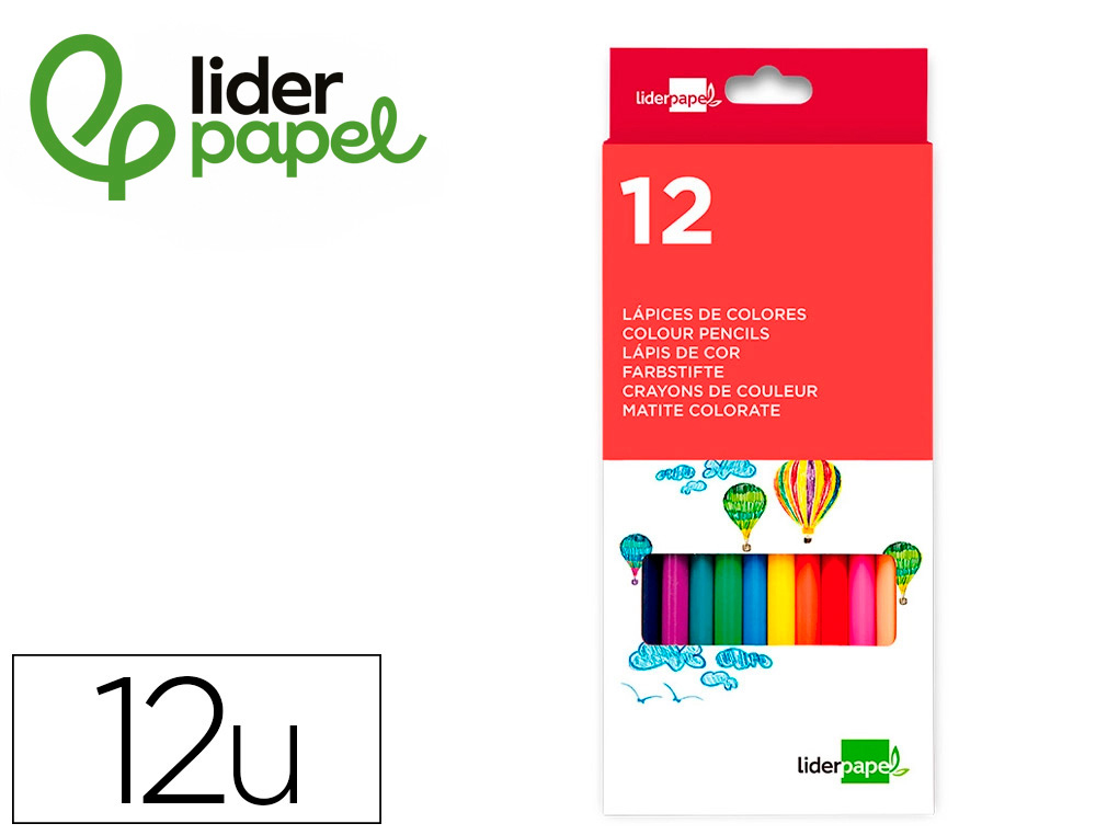 Lapices de colores liderpapel caja de 12 unidades colores surtidos