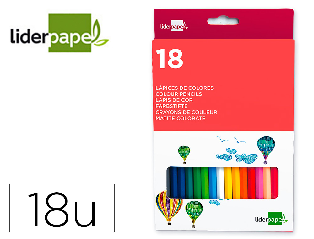 Lapices de colores liderpapel caja de 18 unidades colores surtidos