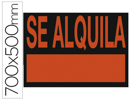 Cartel plastico archivo 2000 "se alquila" rojo fluorescente 700x500 mm