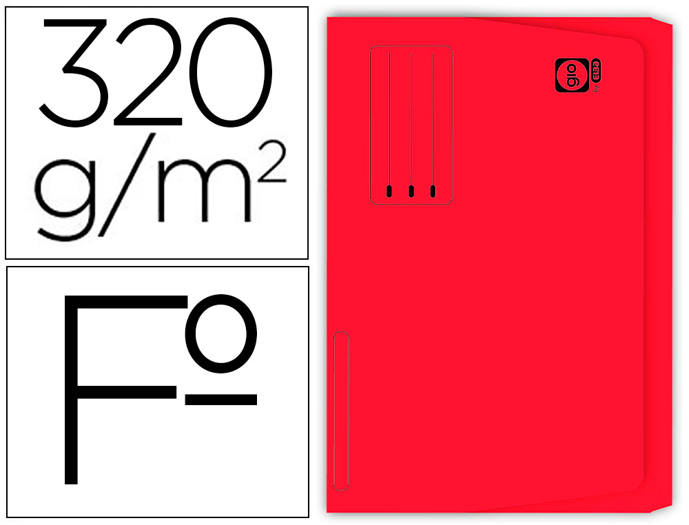 Subcarpeta cartulina gio folio pocket rojo con bolsa y solapa 320g/m2