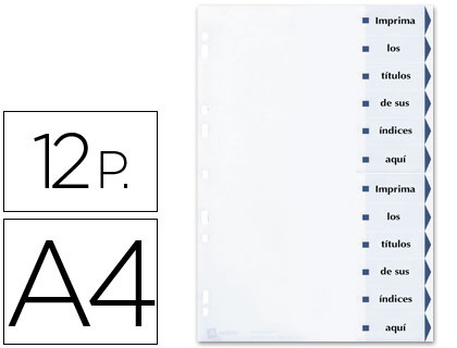 Separador avery cartulina din a4 12 pestañas imprimibles