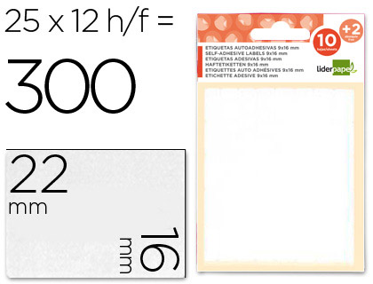 Etiquetas liderpapel sobre de 10 h. + 2 h. obsequio 16x22 mm -25 unidades por hoja