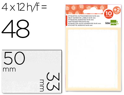 Etiquetas liderpapel sobre de 10 h. + 2 h. obsequio 33x50 mm -4 unidades por hoja